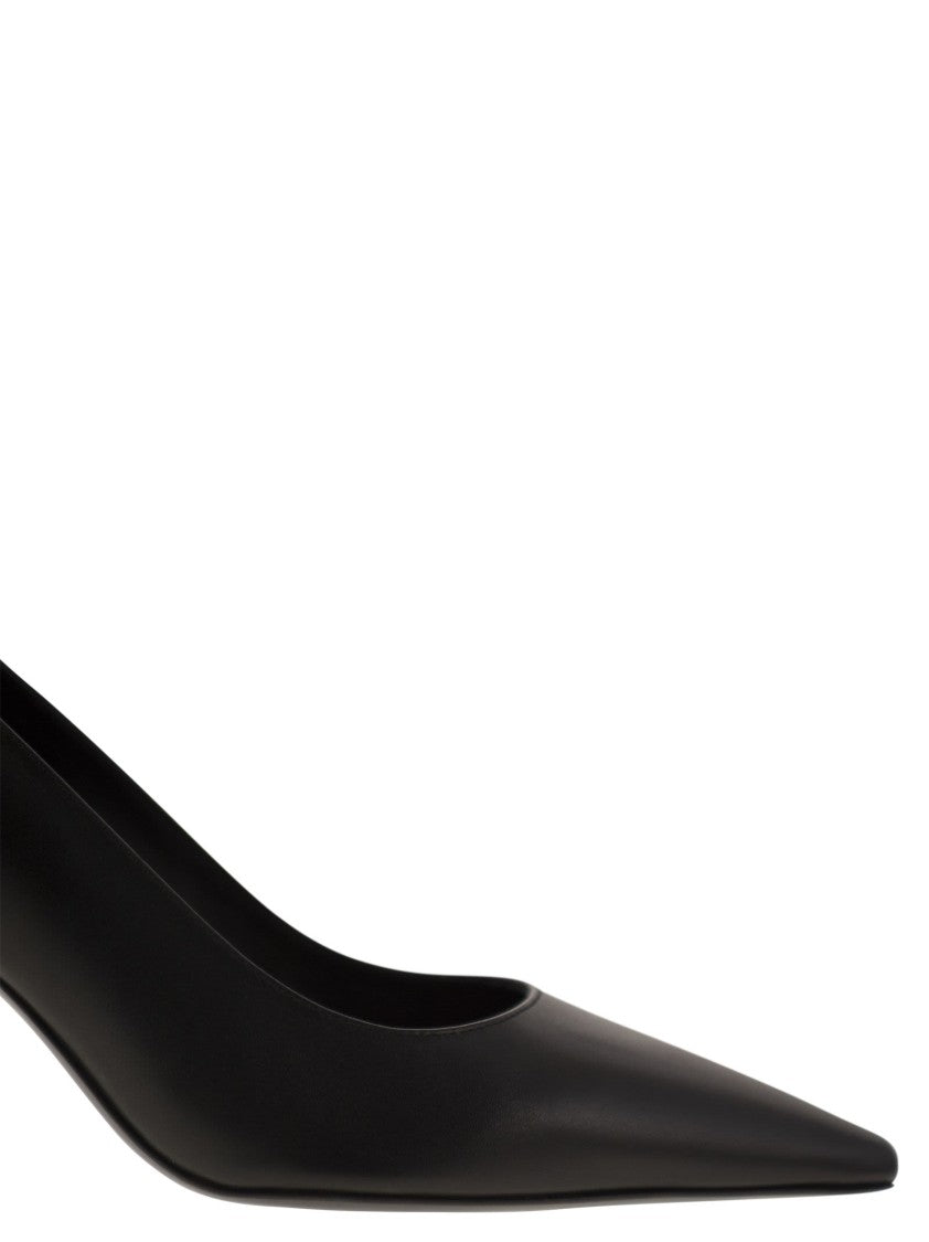 Stuart Weitzman Pointed-Toe Leather Décolleté With Retro Heel