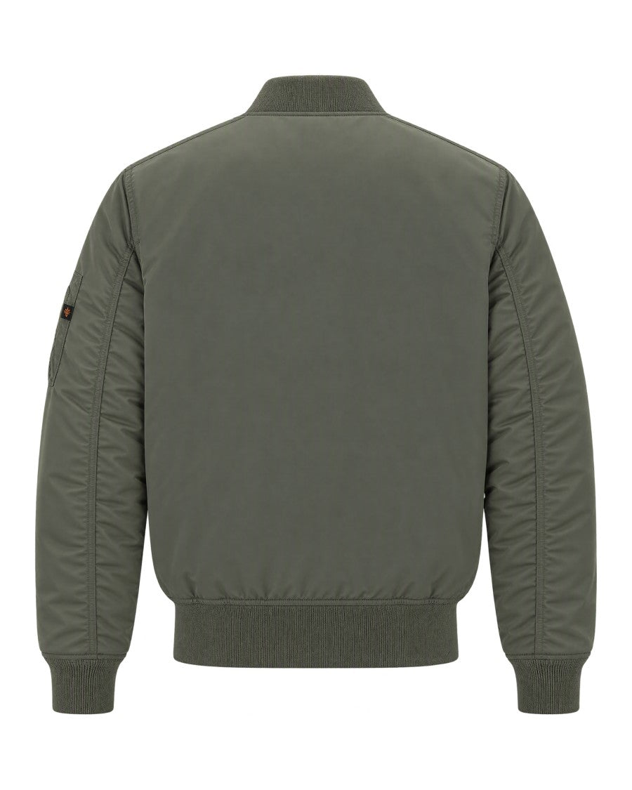 Alpha Industries Sage Green Ribbed Trim Padded Bomber Jacket