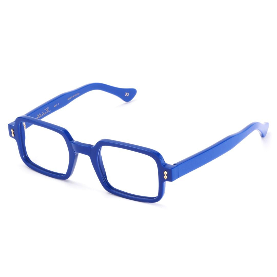 Kador Kolette Glamour Bold Rectangular Blue Sunglasses With Gold Accents