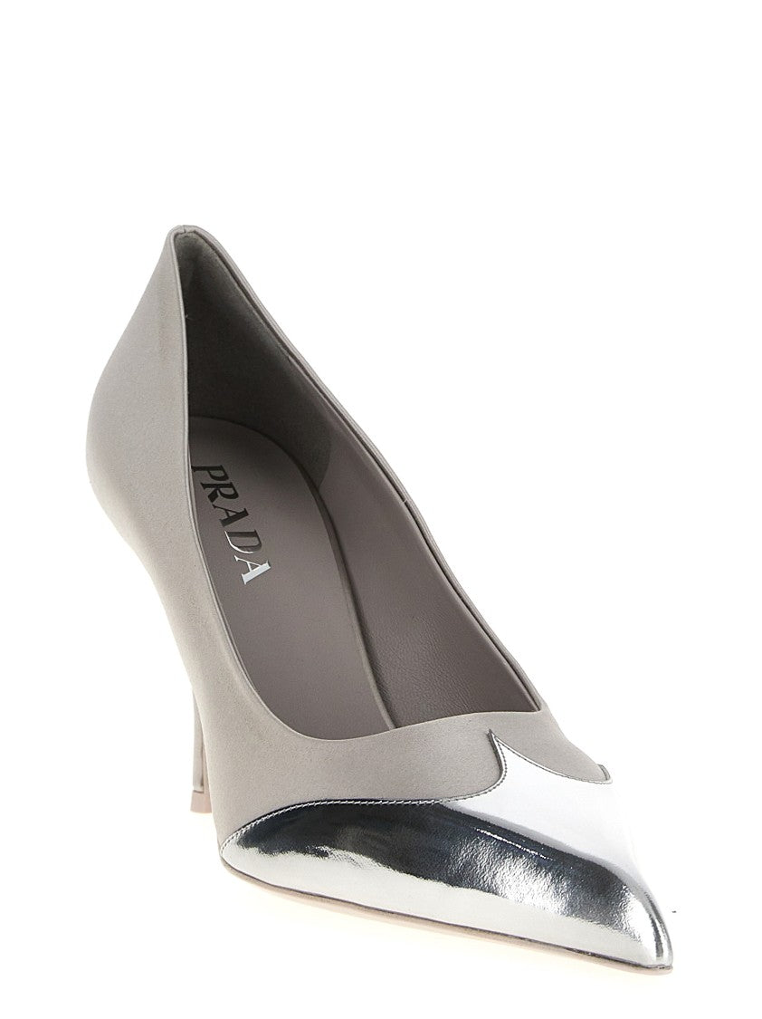 Prada Satin Pumps With Metallic Leather Accents