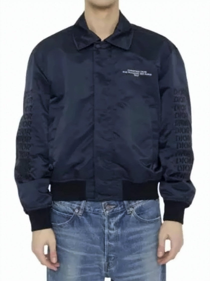 Christian Dior Nylon Jacket With Classic Collar And Ribbed Details