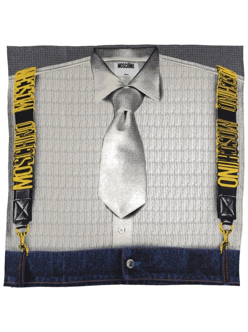 Moschino Silk Foulard With Playful Shirt And Tie Design