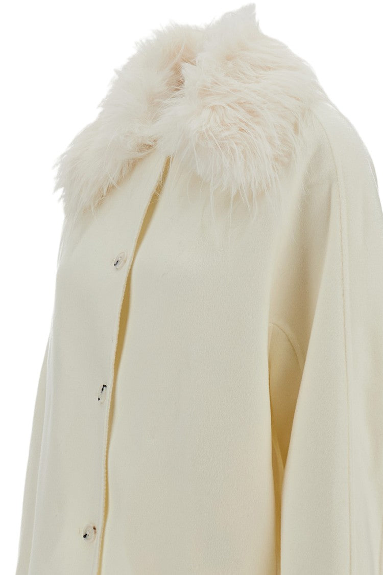 Loulou De Saison White Rafe Detachable Faux-Fur Wool-Cashmere Jacket