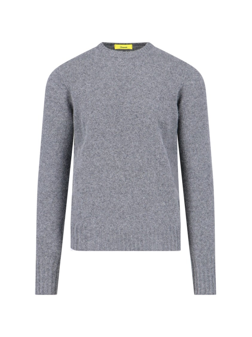 Drumohr Crewneck Sweater In Grey Melange Wool Ribbed Trim