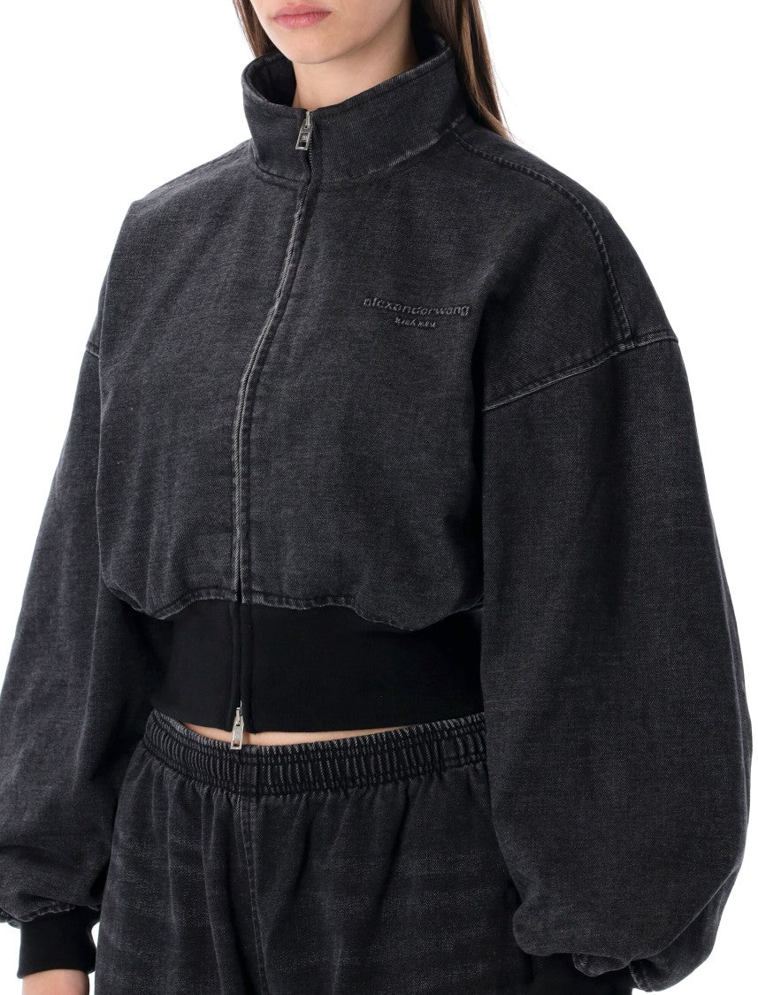 Alexander Wang Black Denim Funnel Neck Jacket