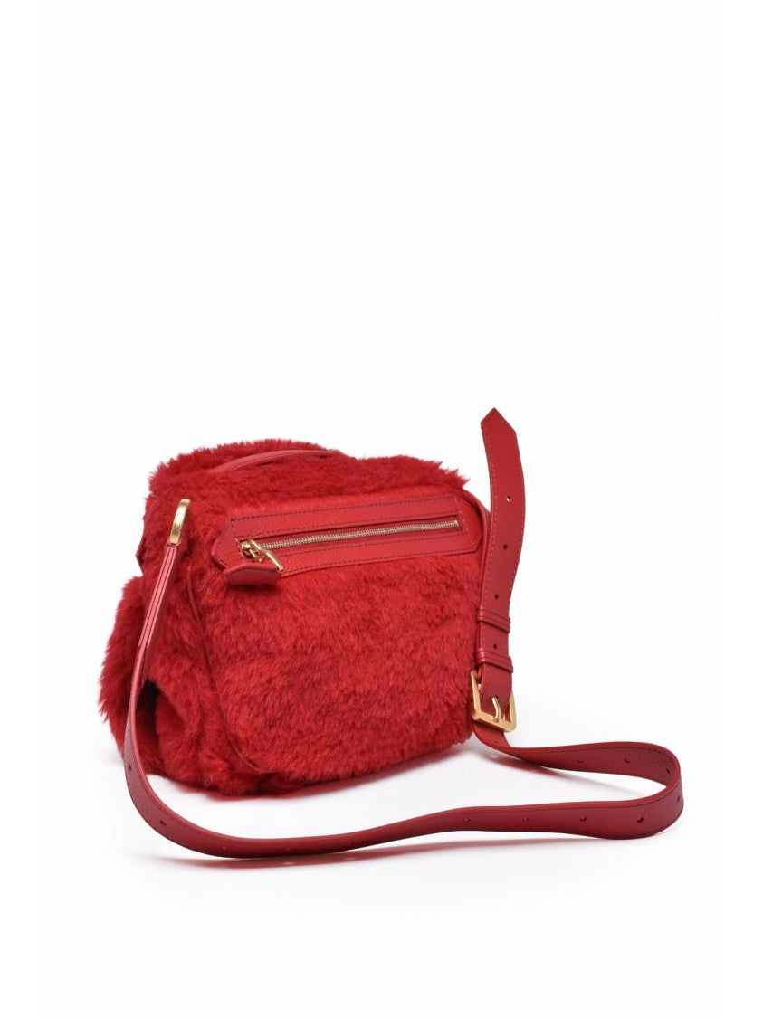 Max Mara Plush Shoulder Bag With Furry Exterior And Zip Closure