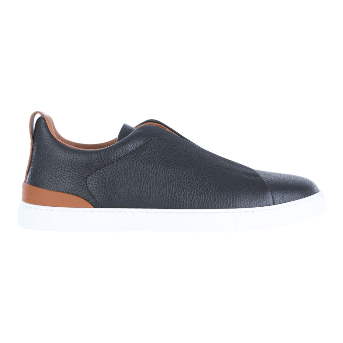 Zegna Low-Top Sneakers With Textured Black Leather