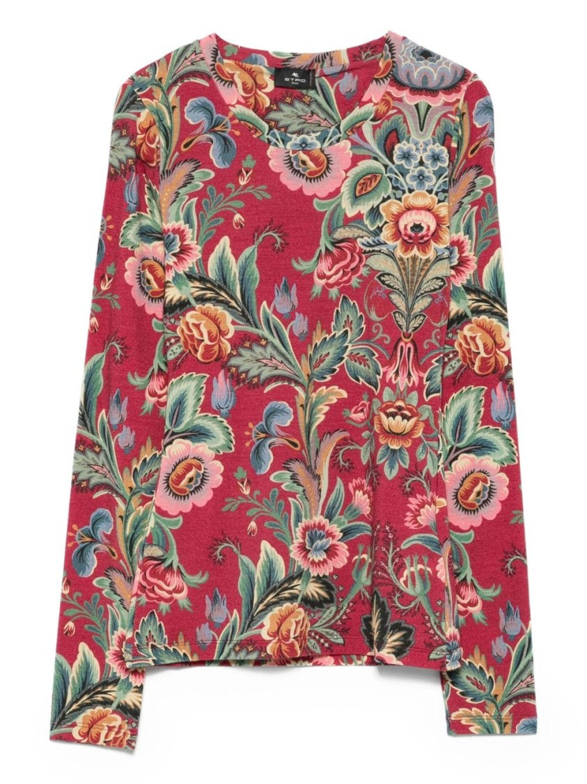 Etro Floral Pattern Long-Sleeved Knitwear Sweater