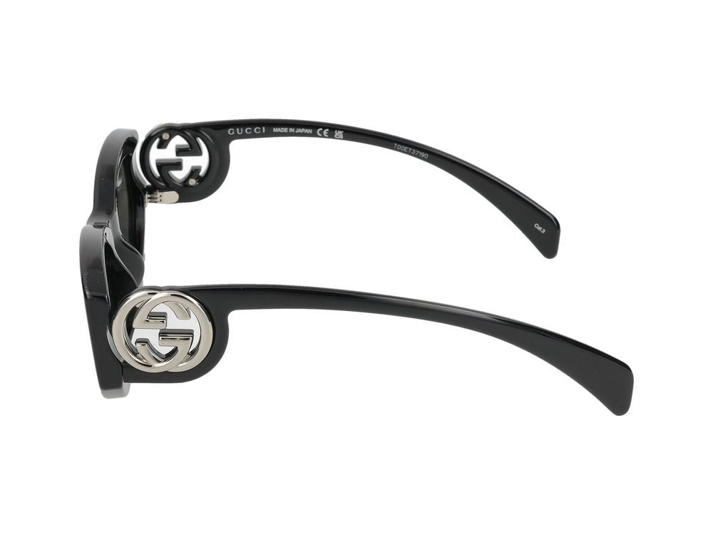 Gucci Black Silver-Embellished Temples Cat-Eye Sunglasses
