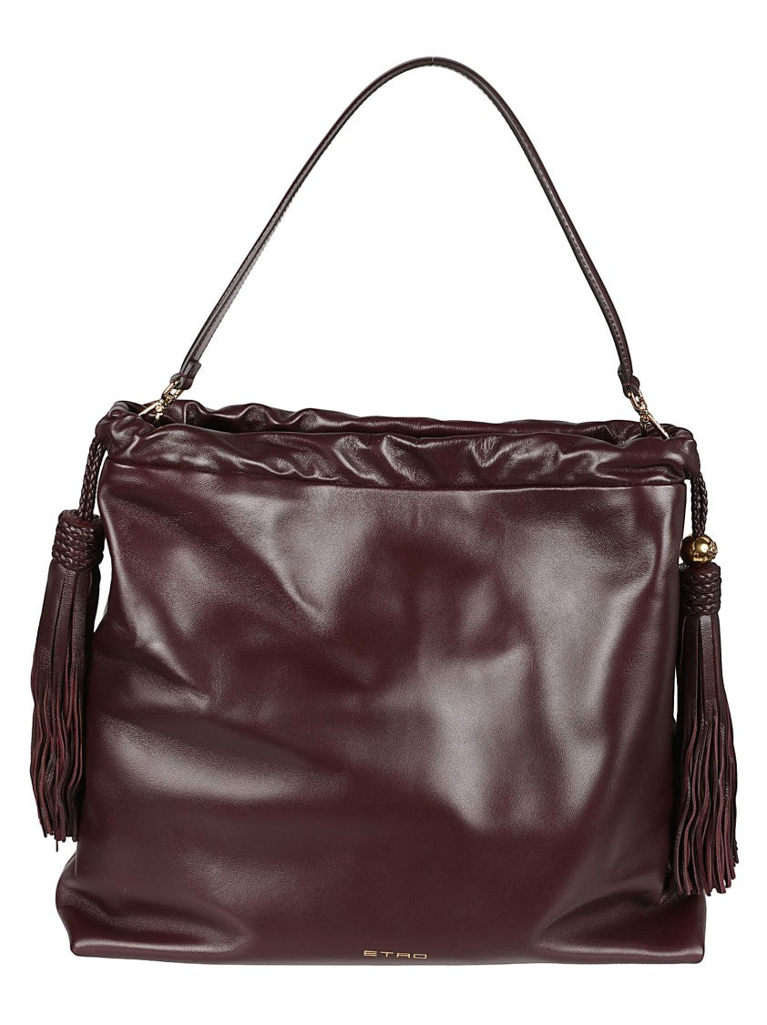 Etro Lamb Leather Kalispera Shopping Bag With Braided Tassels