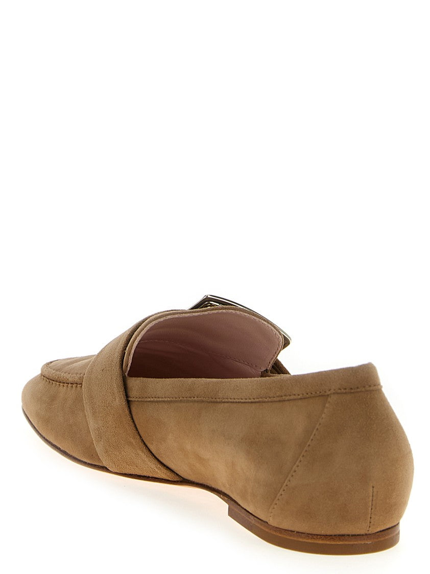 Roger Vivier Brown Suede Loafers With Curved Metal Buckle