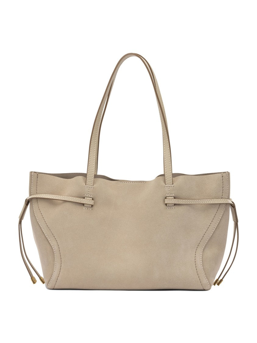 Gianni Chiarini Beige Suede Shoulder Bag With Dual Straps