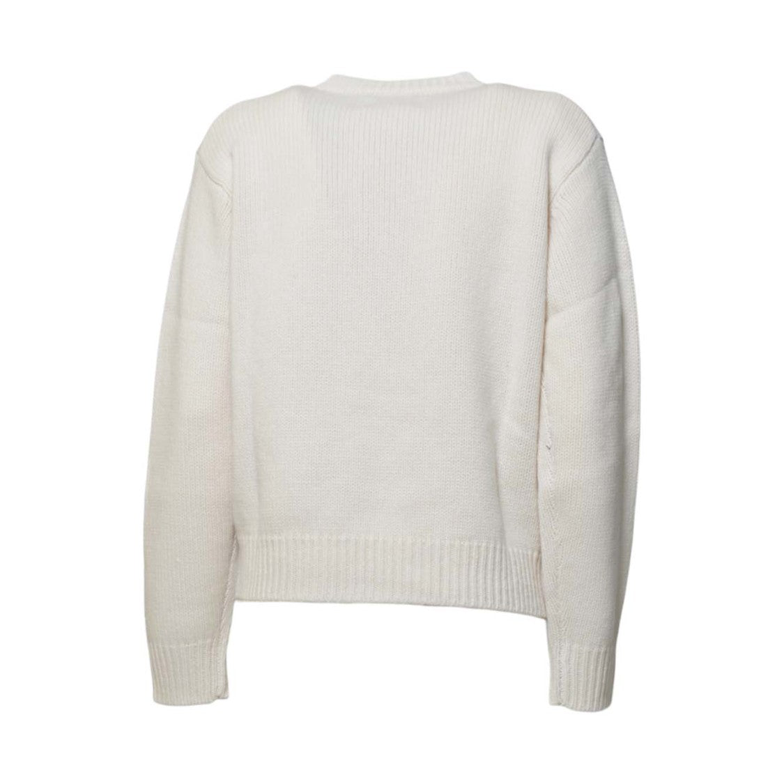 Mc2 Saint Barth Cream Knit Sweater With Classic Design And Relaxed Fit