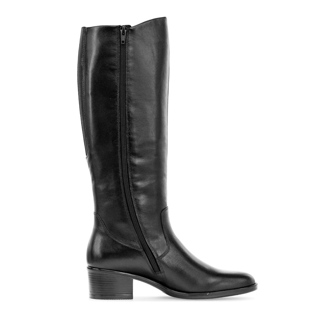 Gabor Black Mid-Height Rounded Toe Leather Boots