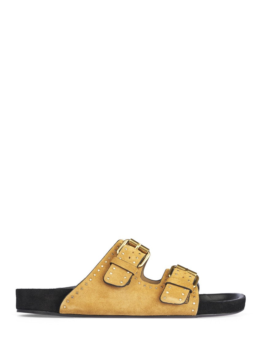 Isabel Marant Tan Suede Sandals With Gold Accents