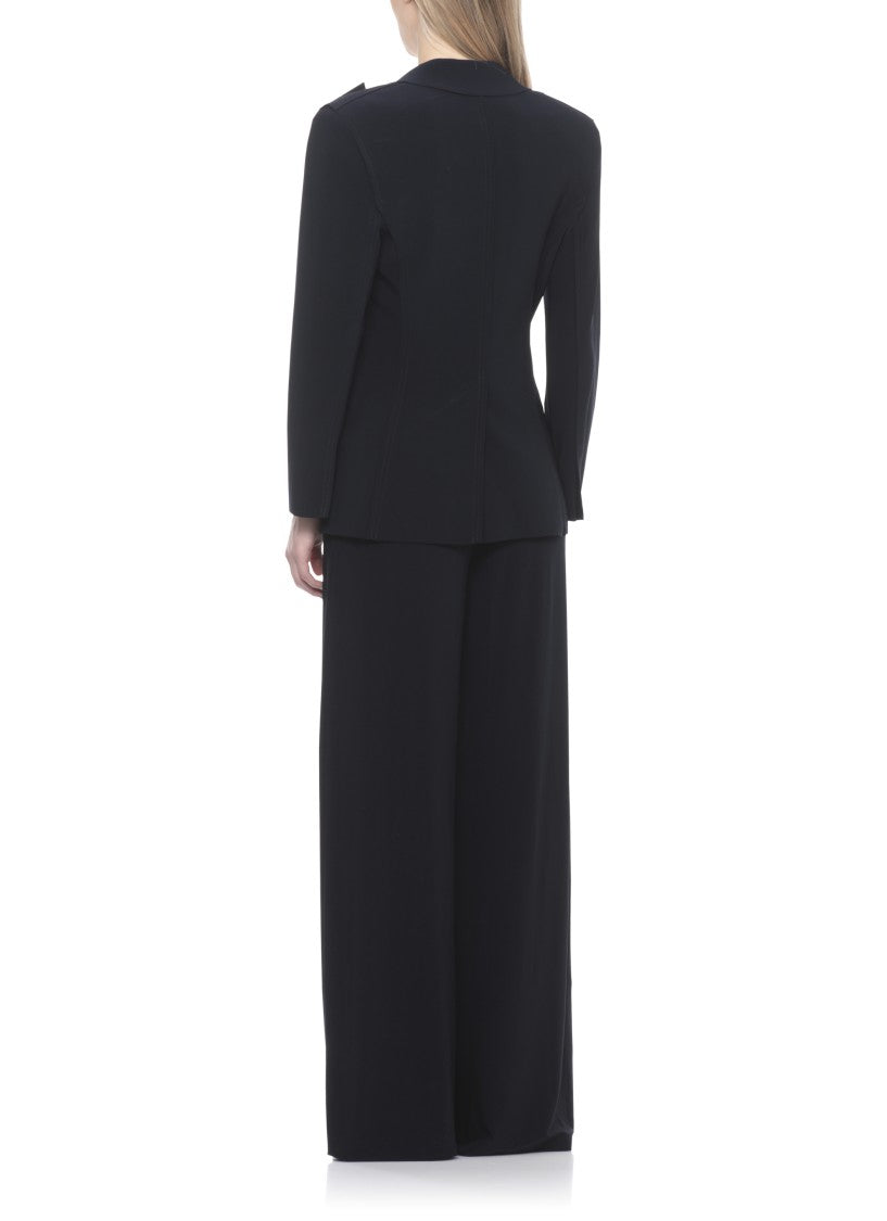Norma Kamali Blue Velcro Peak Lapel Blazer