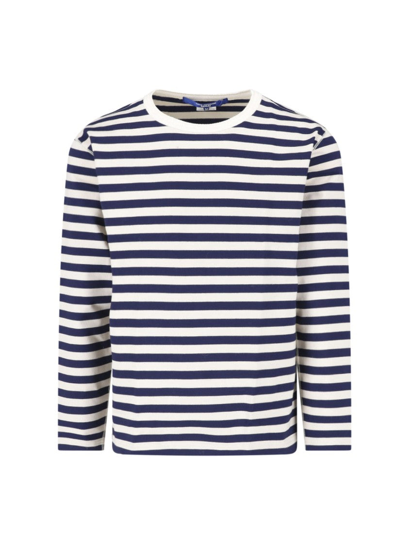 Junya Watanabe Navy And White Striped Cotton Knit Sweater