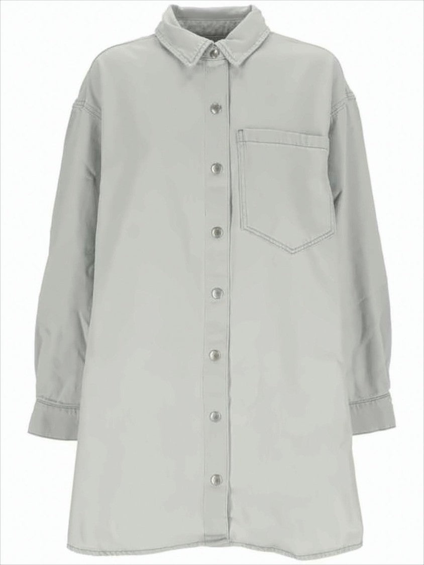 Agolde Loose-Fitting Grey Shirt Dress With Classic Collar