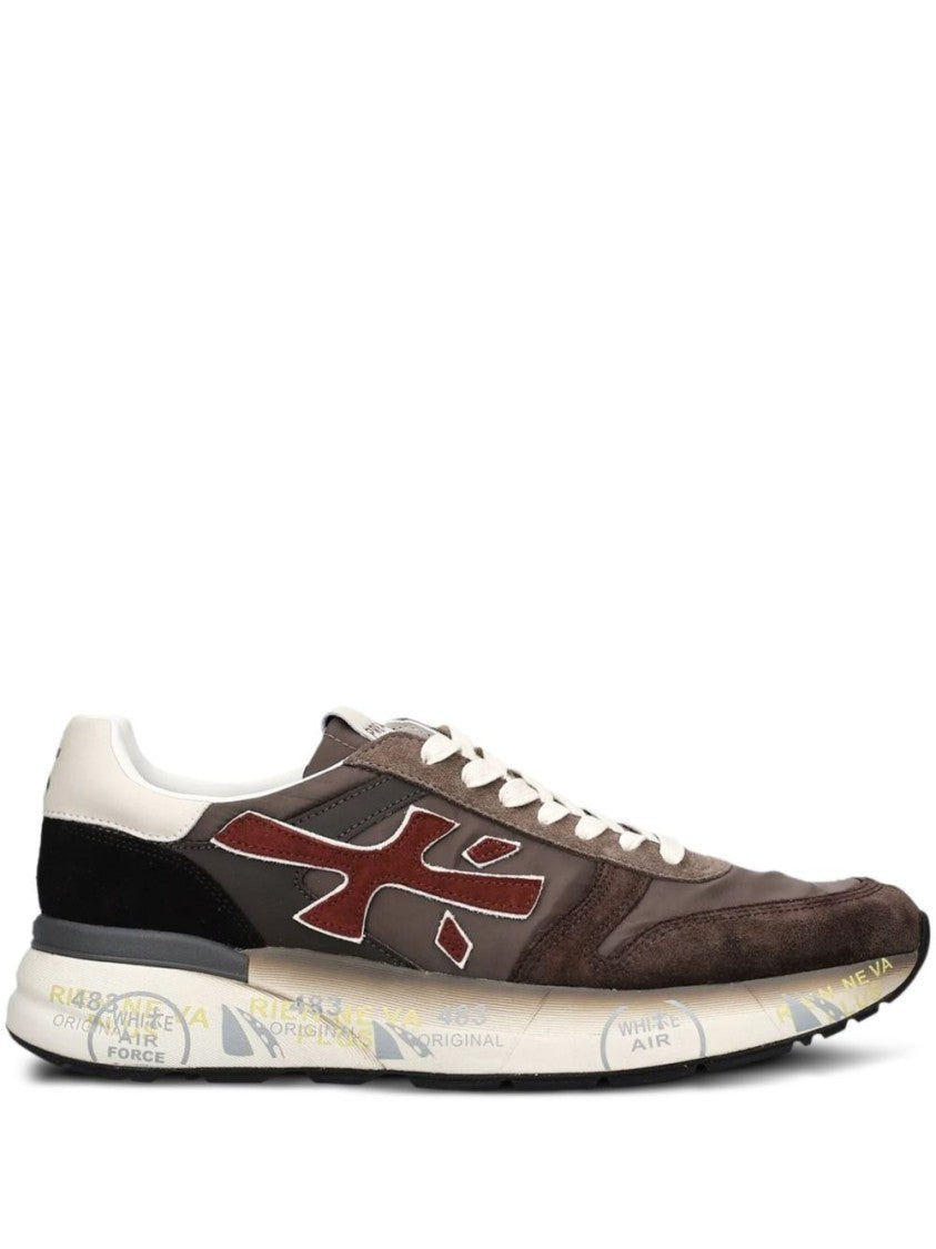 Premiata Brown And Red Leather Sneakers