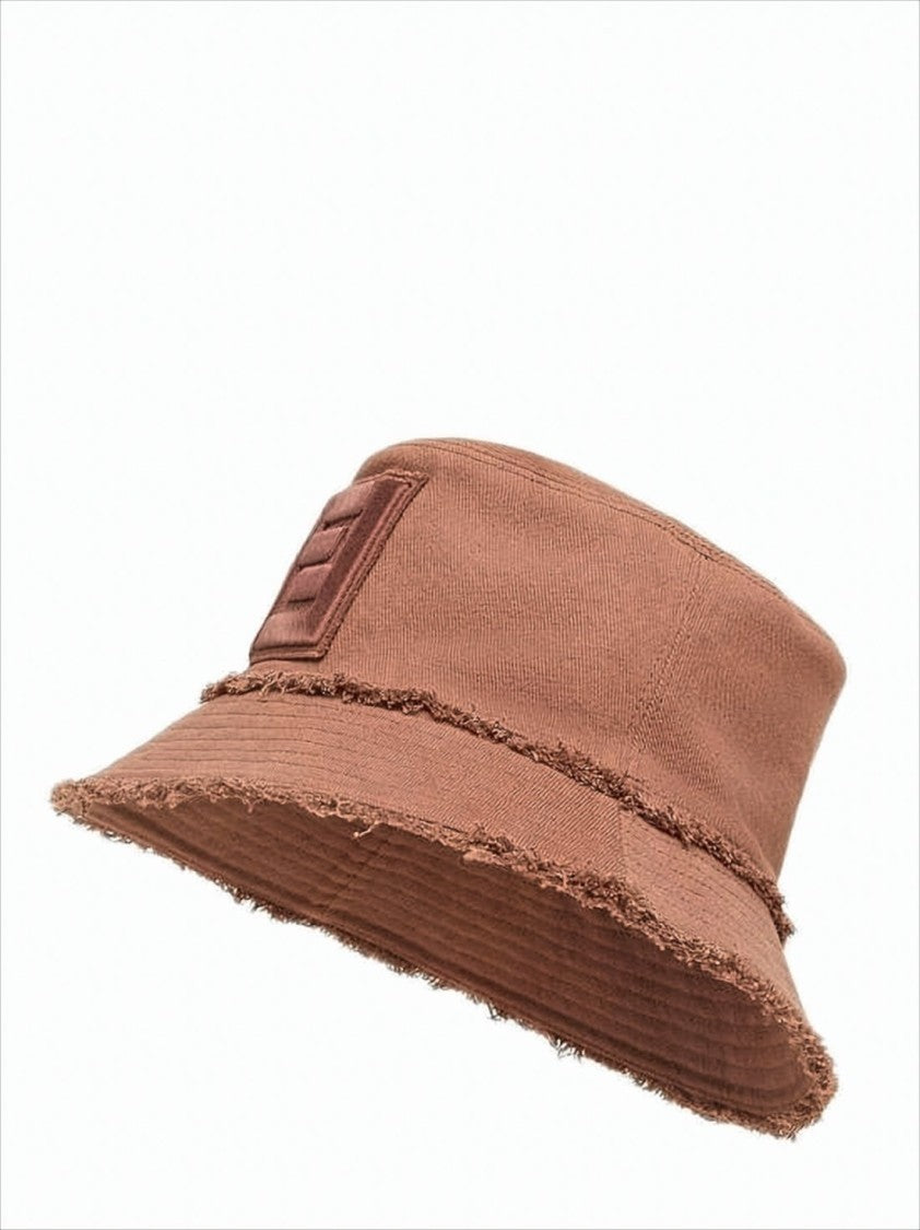 Fendi Textured Cotton Bucket Hat With Frayed Edges