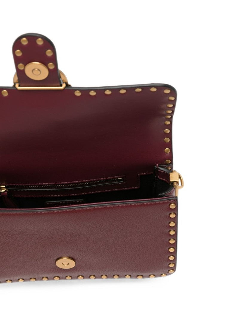 Pinko Ribes Small Embellished Studded Leather Shoulder Bag