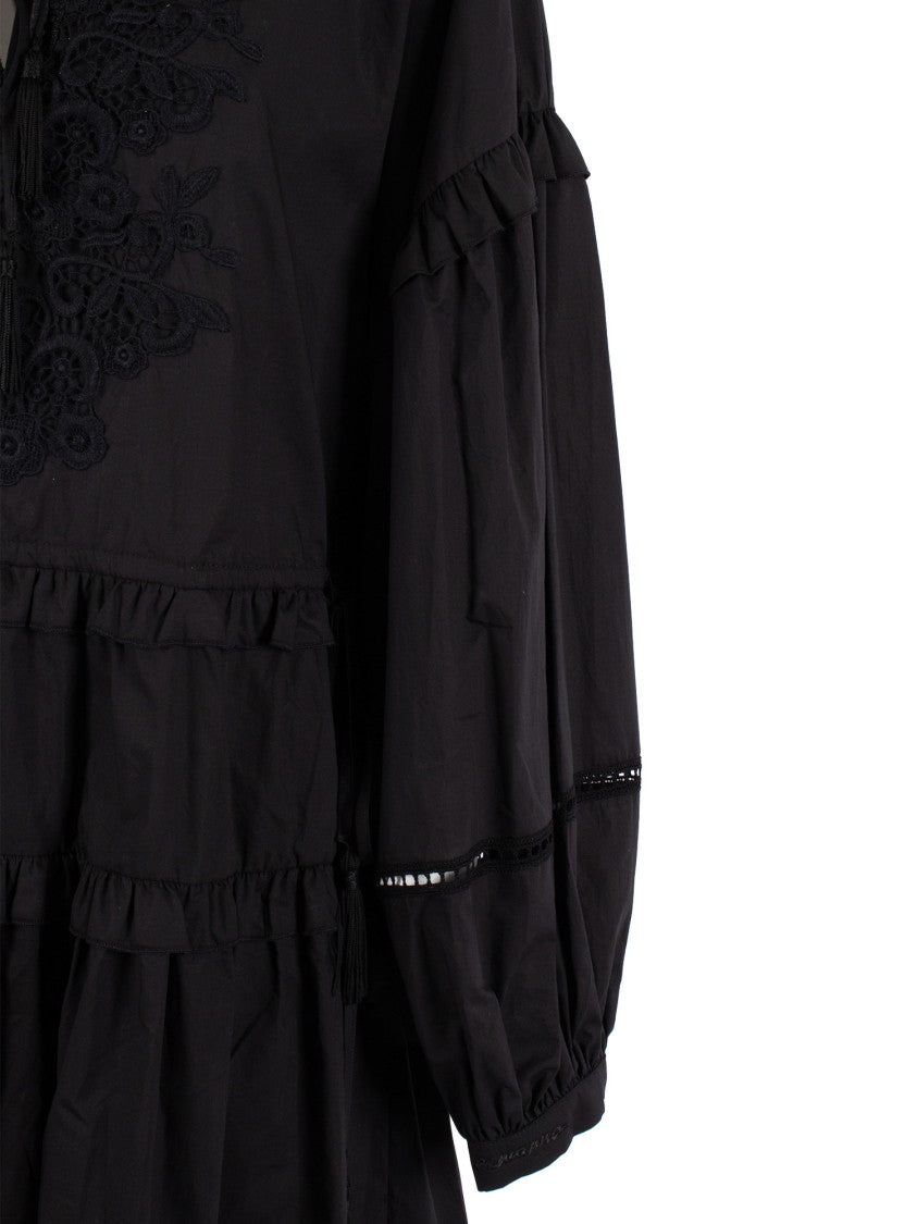 Ermanno Scervino Tiered Mini Dress With Voluminous Sleeves