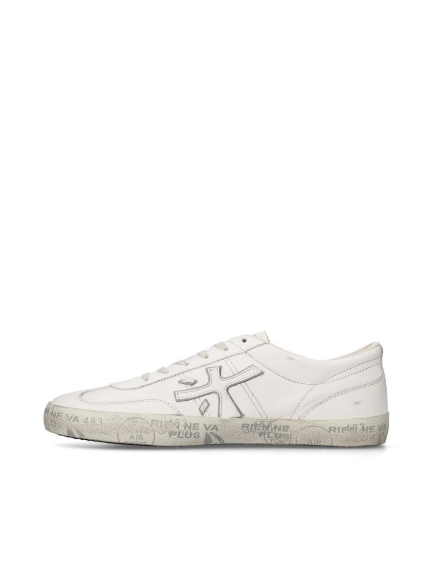 Premiata White Leather Lace-Up Sneakers