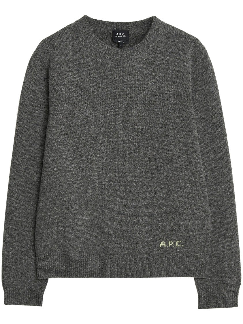 A.P.C. Pull Edmond Textured Logo Crewneck Sweater