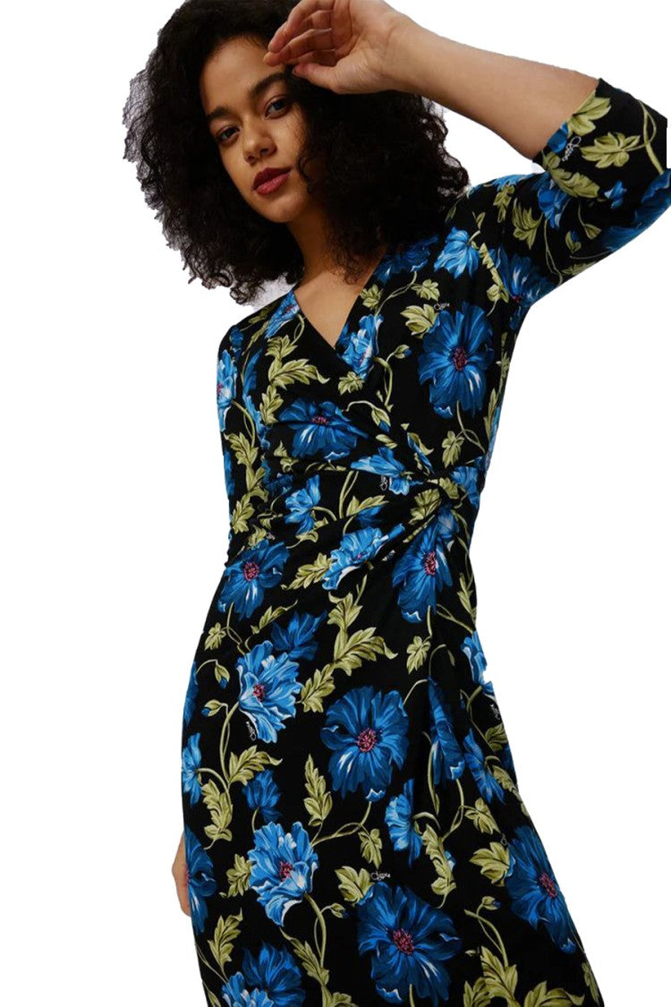 Diane Von Furstenberg Multicolor Floral Wrap Midi V-Neckline Dress