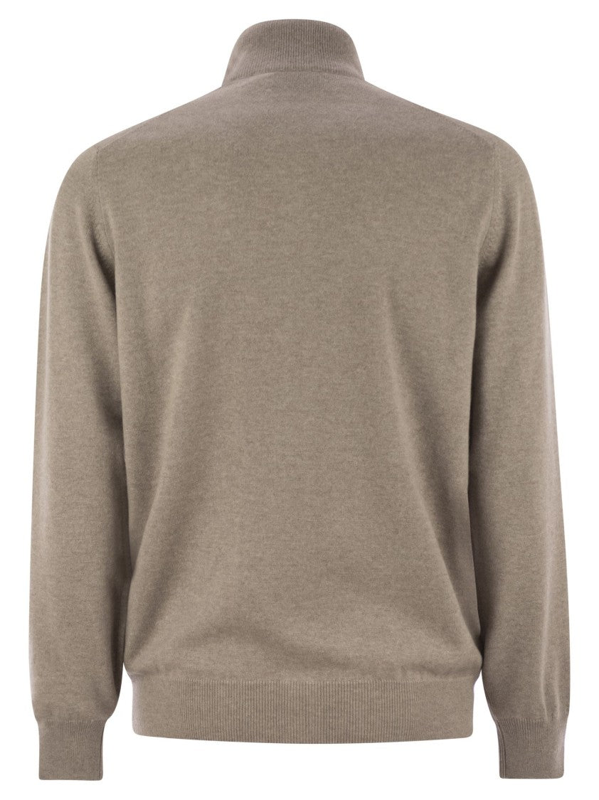 Brunello Cucinelli High-Necked Cashmere Cardigan With Zip