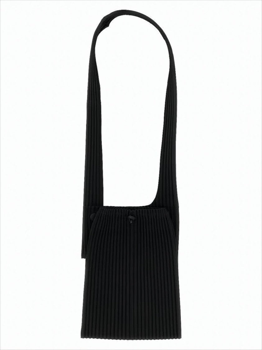 Homme Plissé Issey Miyake Pleated Texture Shoulder Bag With Adjustable Strap