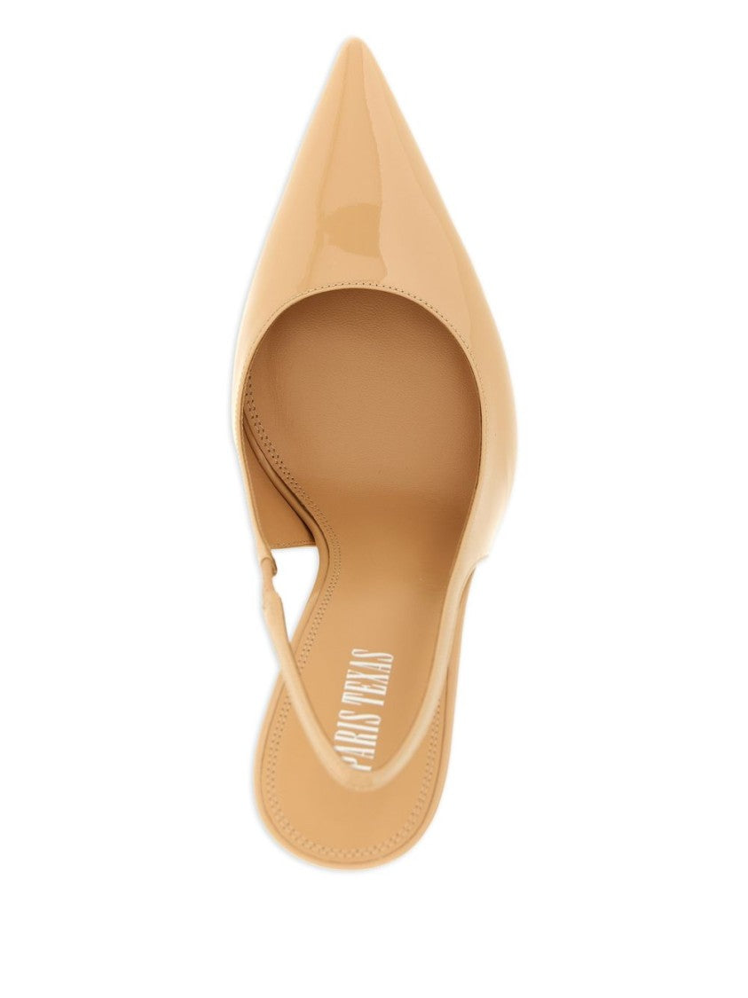 Paris Texas Pointed Toe Slingback Sandals With Glossy Patent Finish