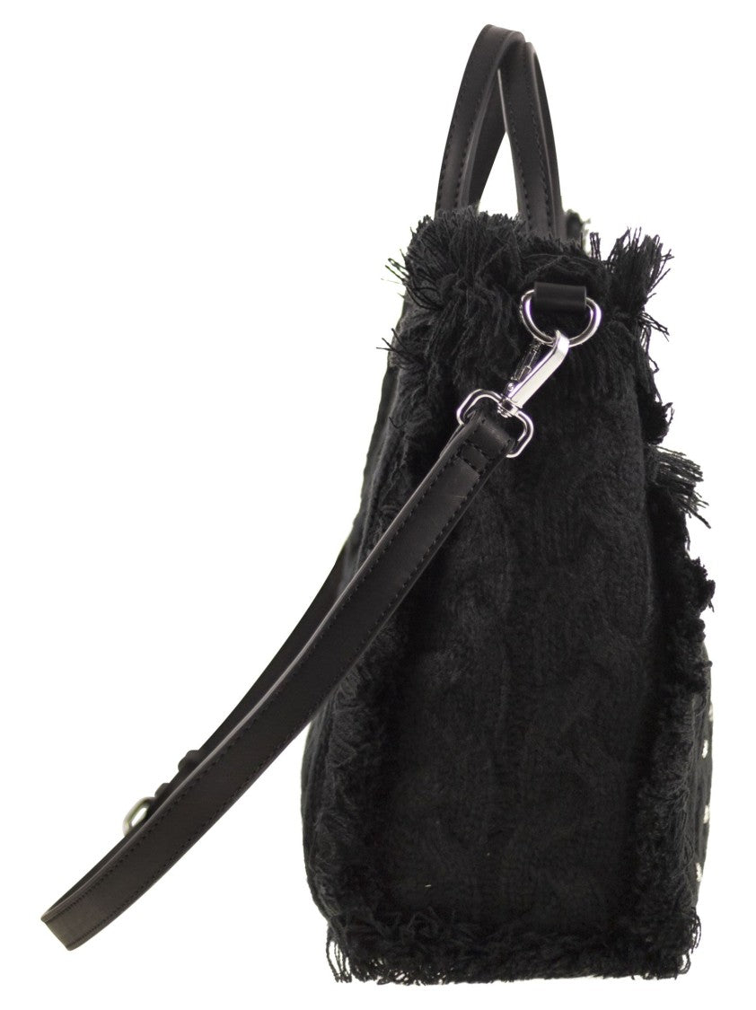 Mc2 Saint Barth Colette - Wool-Effect Bag With Logo And Rhinestones