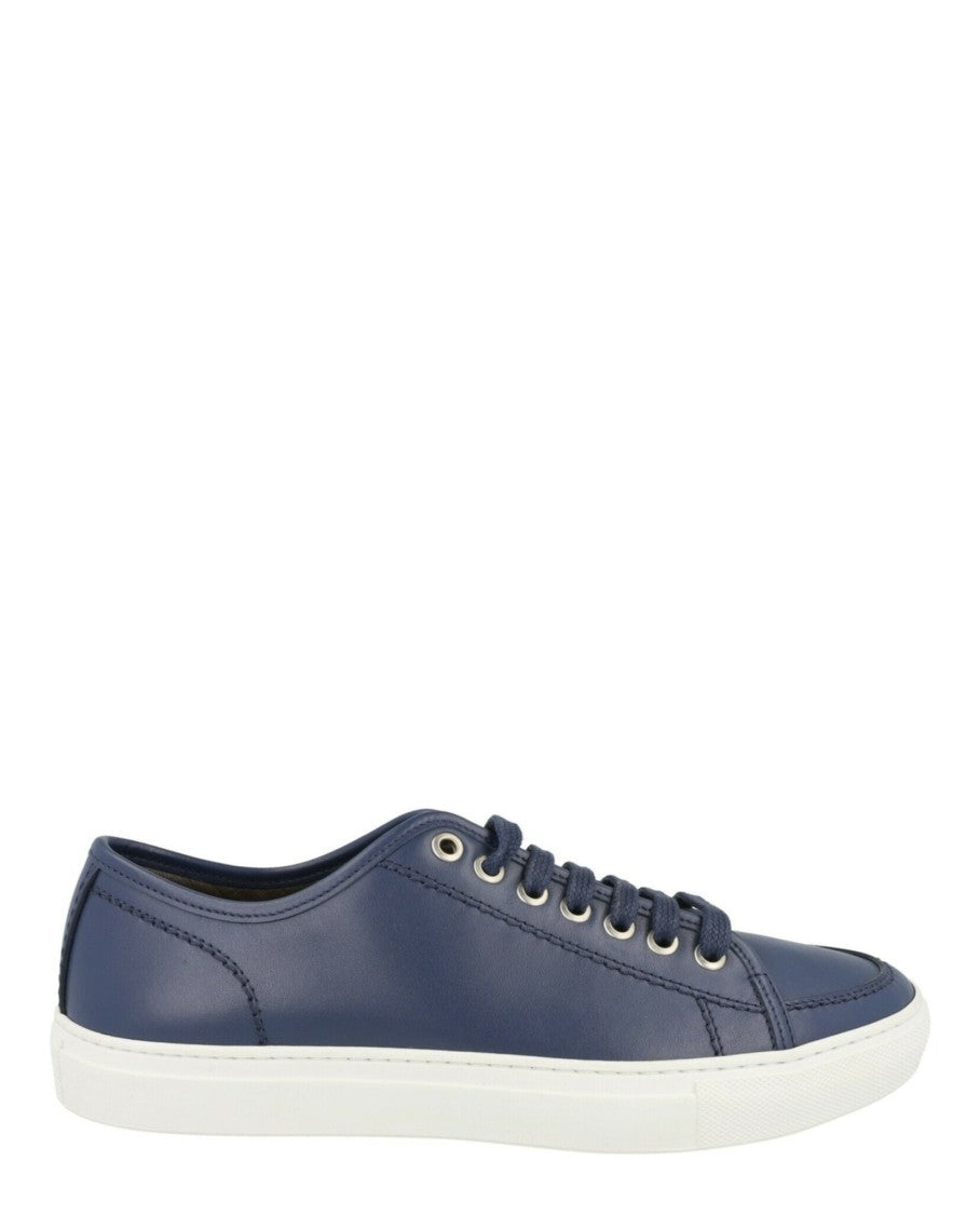 Brioni Leather Low-Top Tennis Sneakers With Silver-Tone Hardware