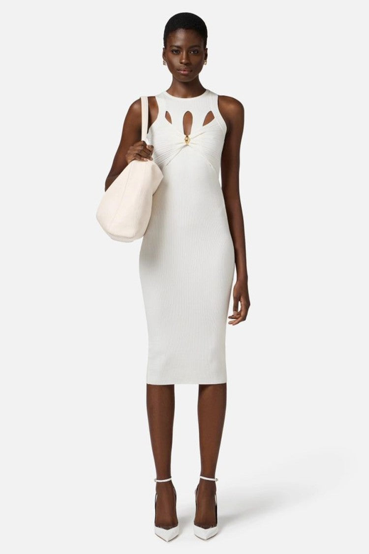 Elisabetta Franchi Fitted Midi Dress With Cut-Out Details