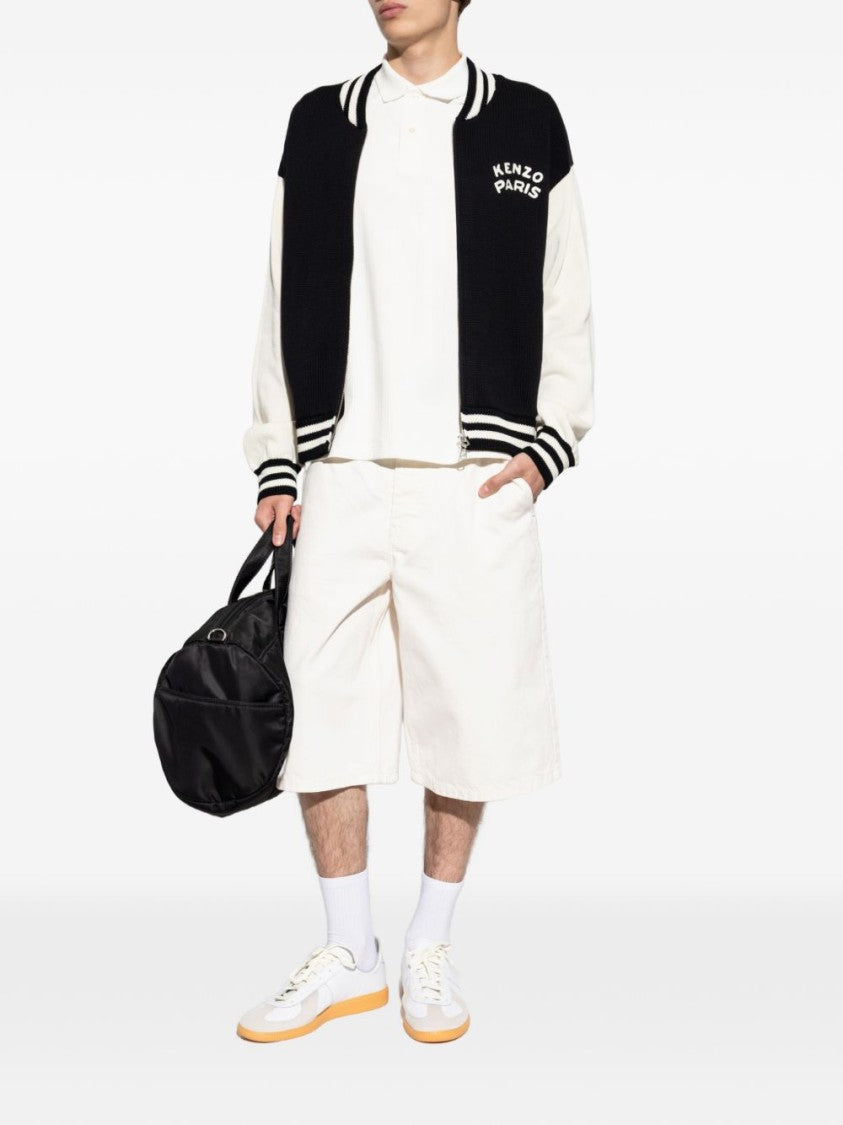 Kenzo Varsity-Style Zip-Up Sweater With Contrasting Sleeves