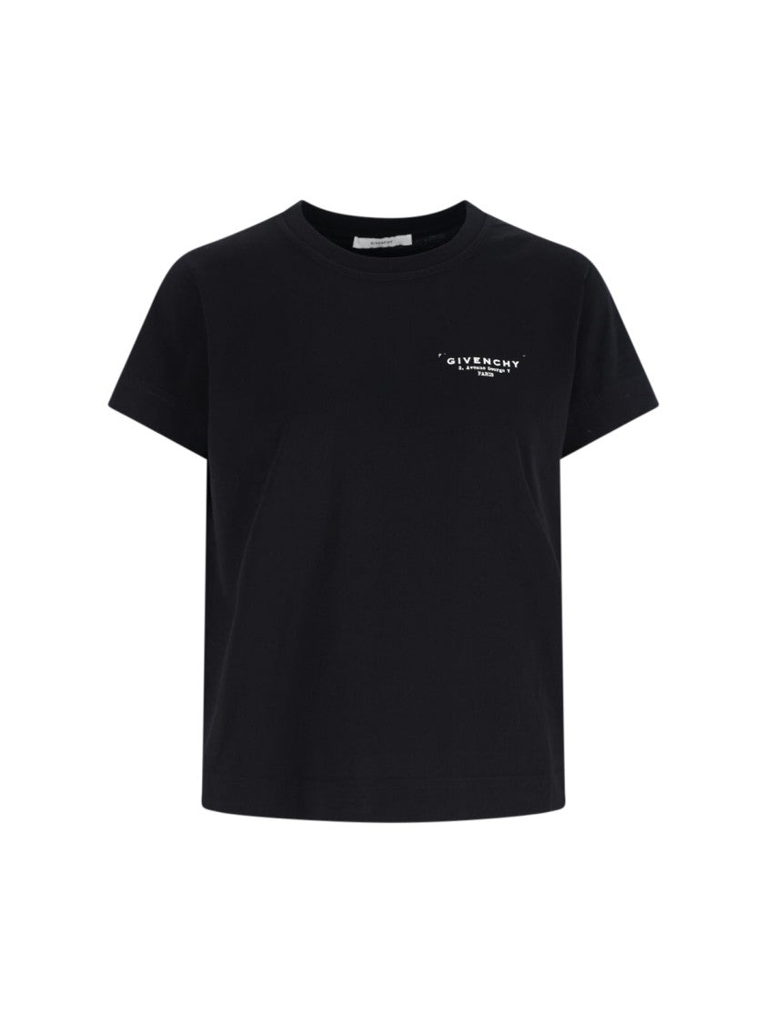 Givenchy Black Cotton T-Shirt With Contrasting Logo Prints