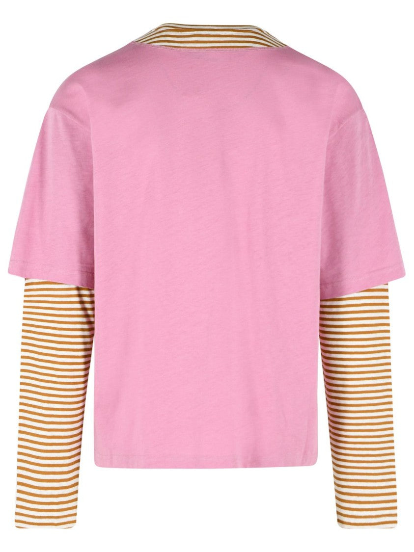 Marni Pink Linen And Cotton Double Layer T-Shirt