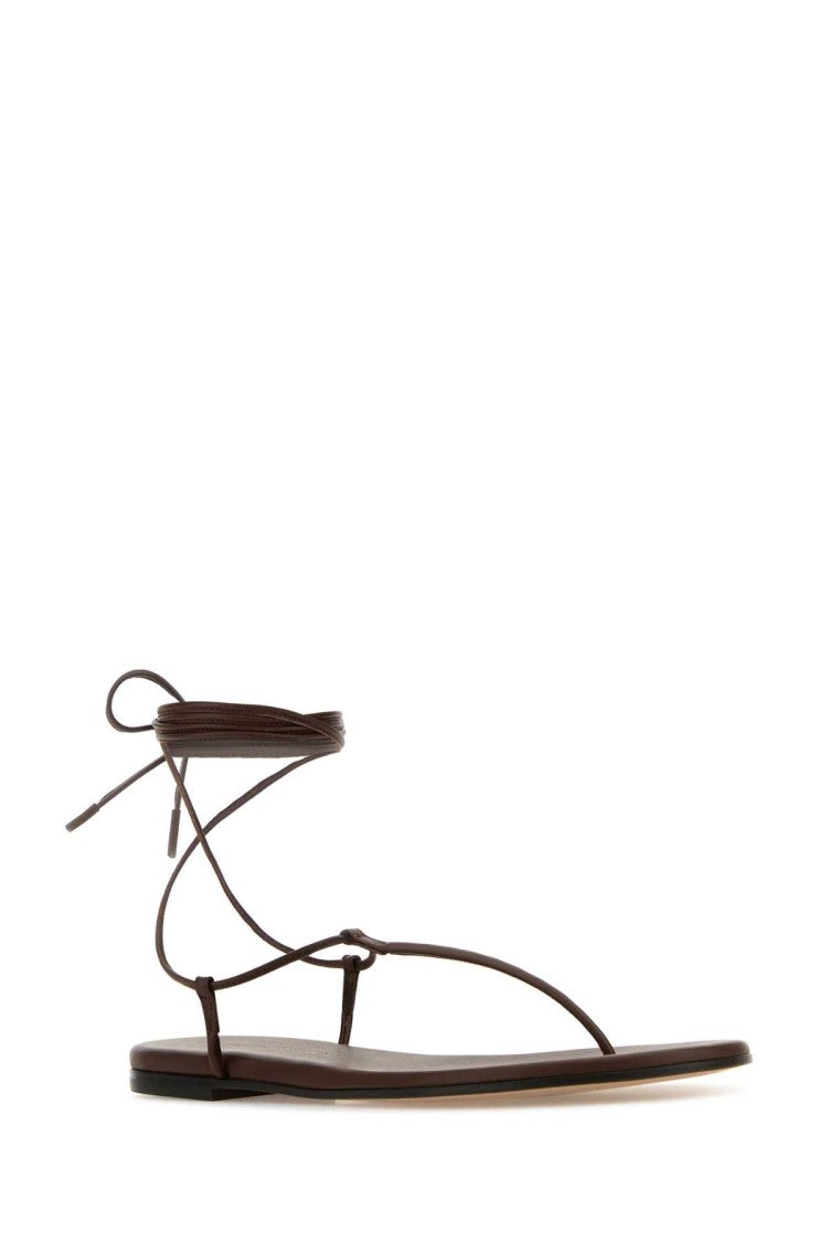Gianvito Rossi Brown Nappa Leather Gwyneth Thong Sandals