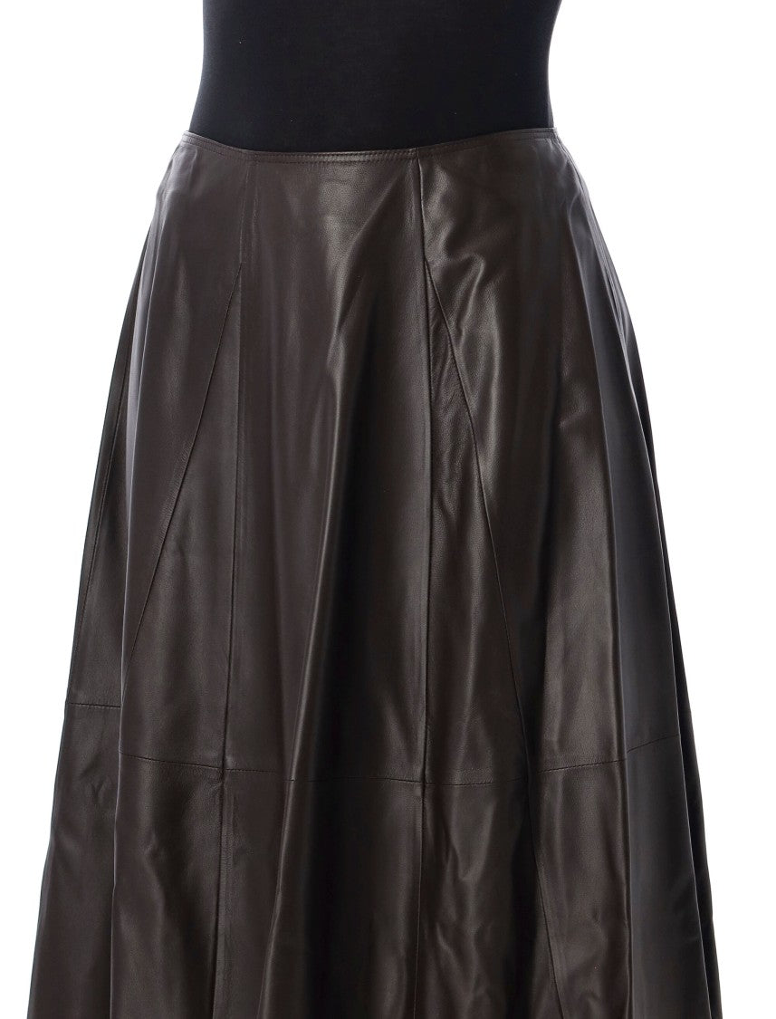 Arma Eleni Pleated Lambskin Leather Maxi Skirt