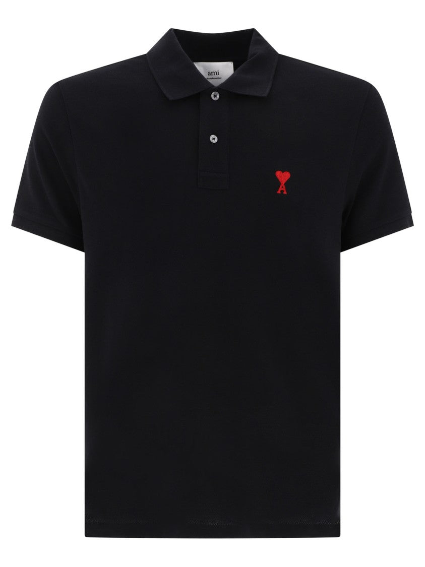 Ami Paris Short-Sleeved Polo Shirt With Iconic Heart Detail