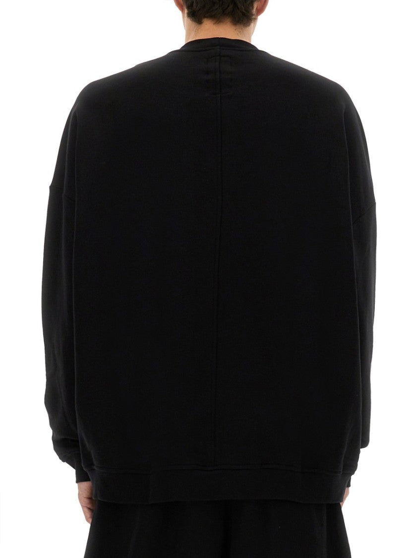 Champion X Rick Owens Oversized Black Sweatshirt With Graphic Design