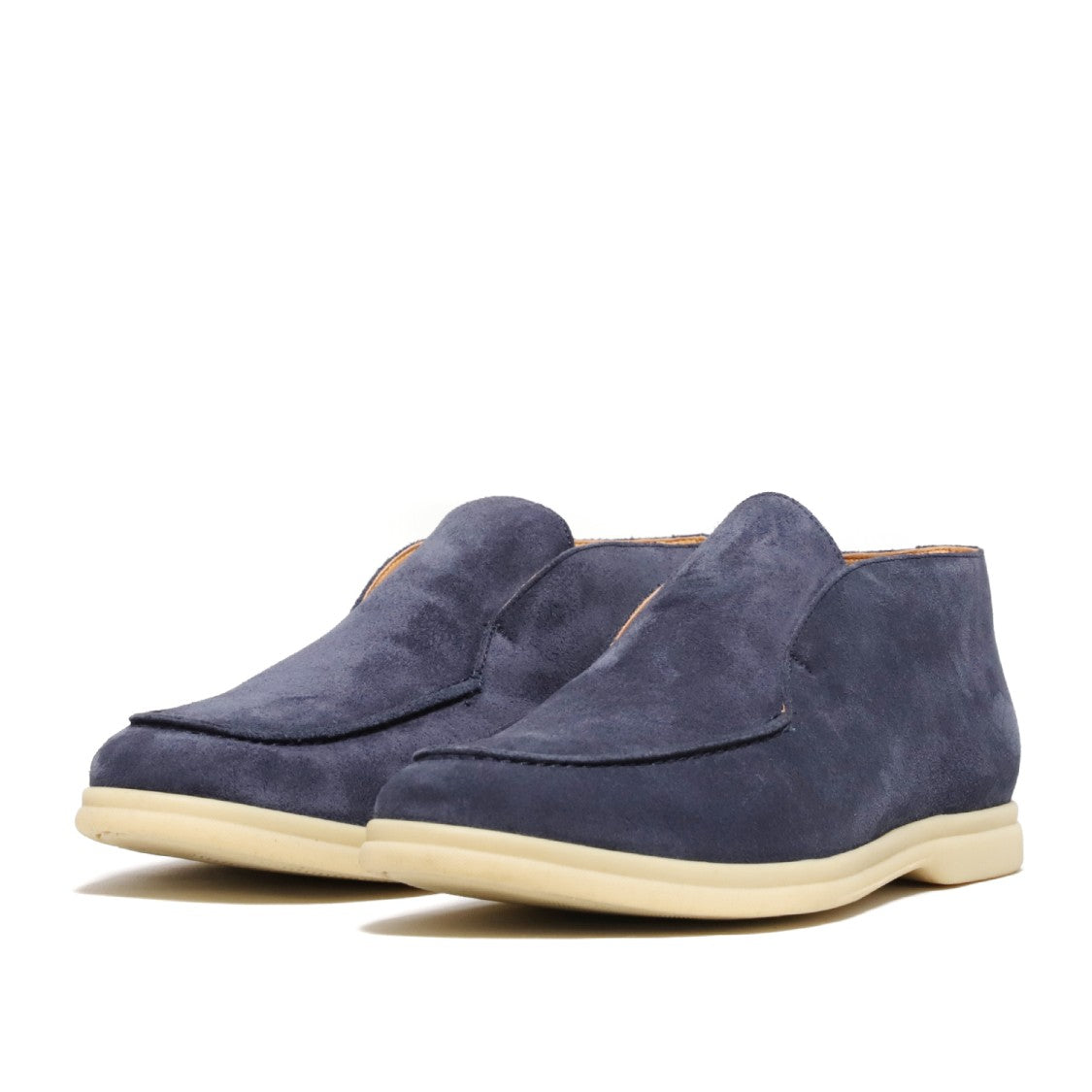 Sutoris Laceless Ankle Boot In Blue Suede