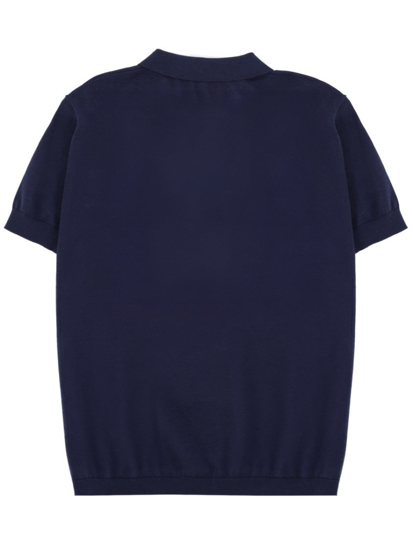 Aspesi Deep Navy Cotton-Blend Ribbed Polo Shirt