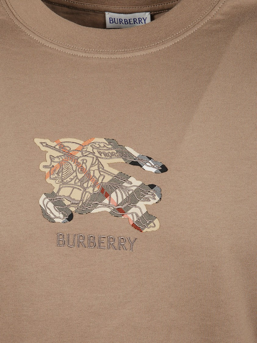 Burberry Brown Cotton T-Shirt With Graphic Design