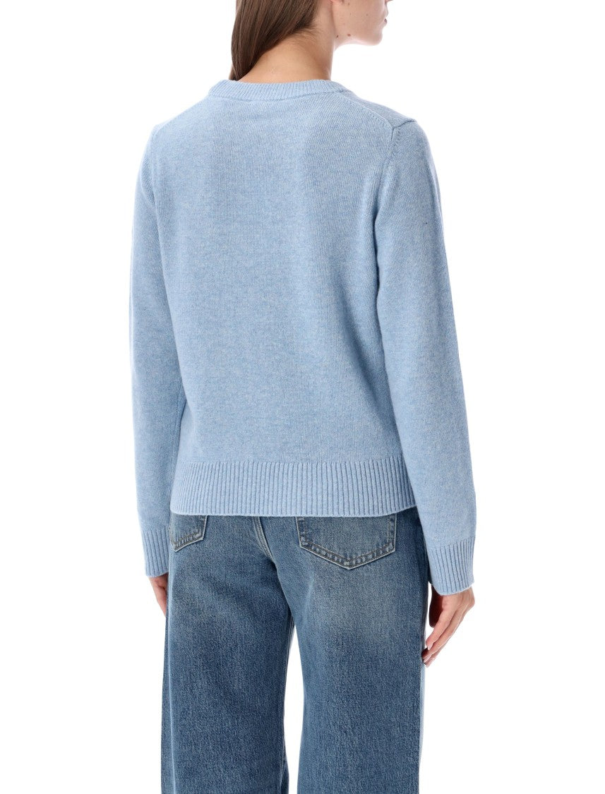 Ganni Playful Floral Graphic Wool Sweater With Ribbed Details