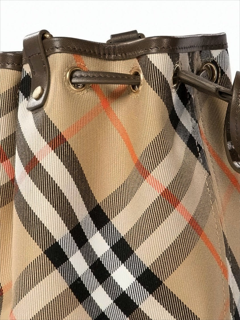 Burberry Check Pattern Structured Bucket Shoulder Bag