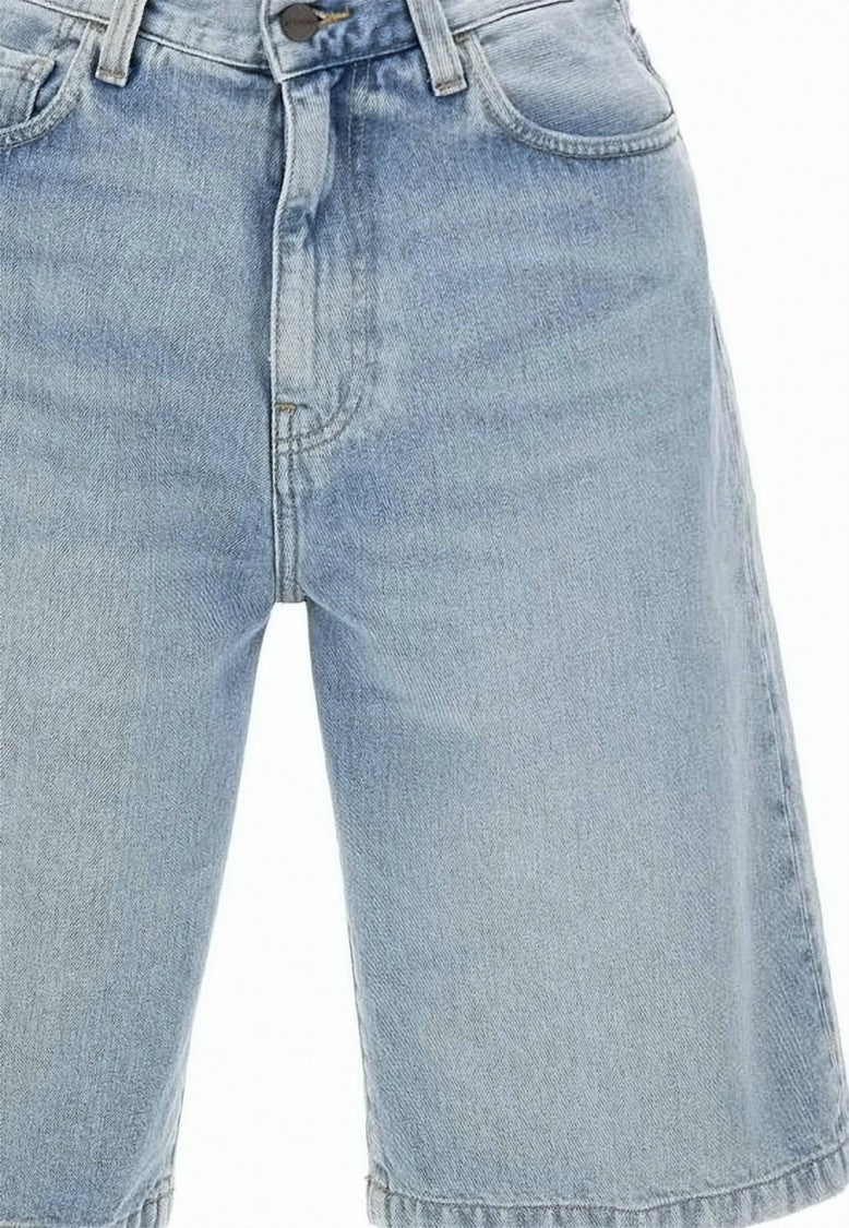 Carhartt Wip Light Blue Denim Shorts With Five-Pocket Design