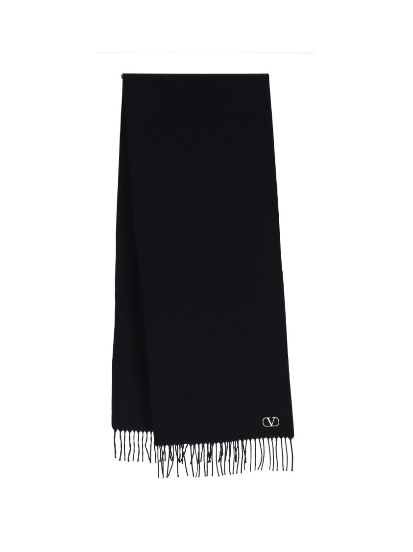 Valentino Garavani Black Vlogo Signature Virgin Wool Scarf