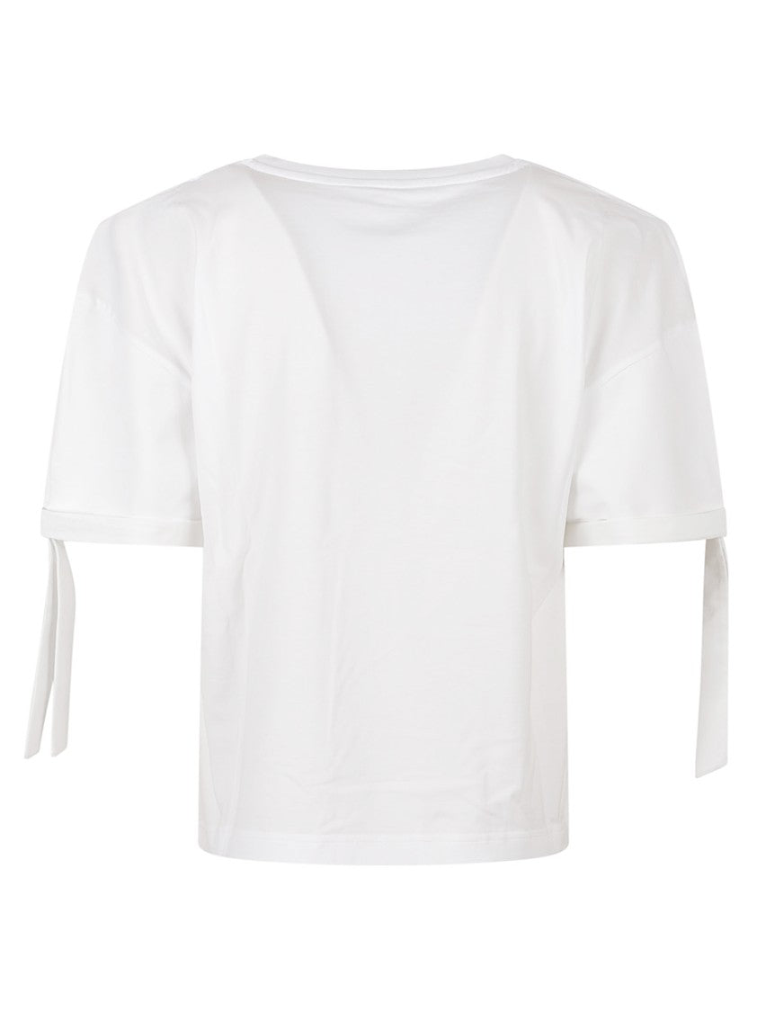 Givenchy Cropped White T-Shirt With Unique Sleeve Ties And Cut-Out Details